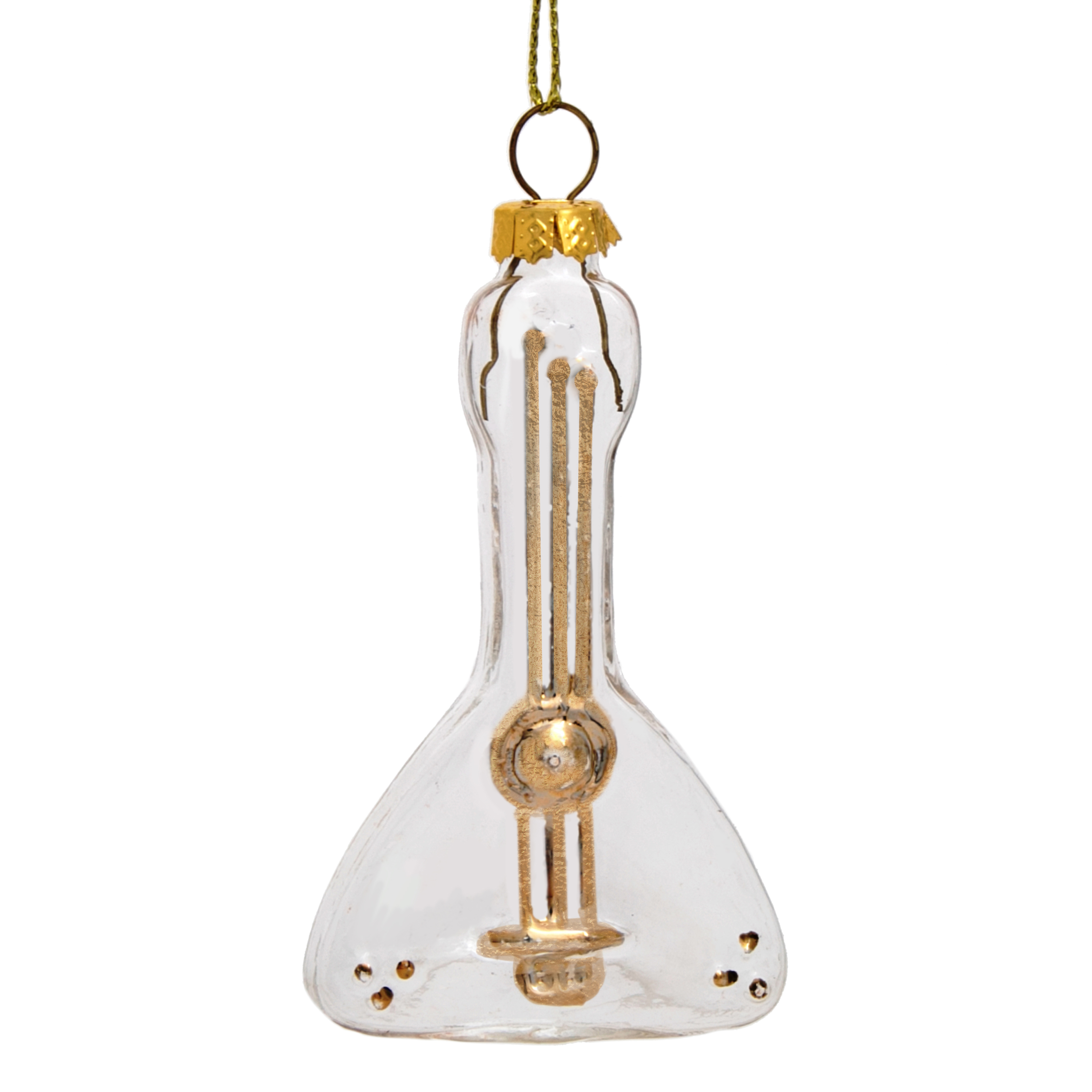 Изображение товара Новогоднее стеклянное украшение Гусли 8,5х2,5х5см для елки яркое и эффектное новогоднее украшение