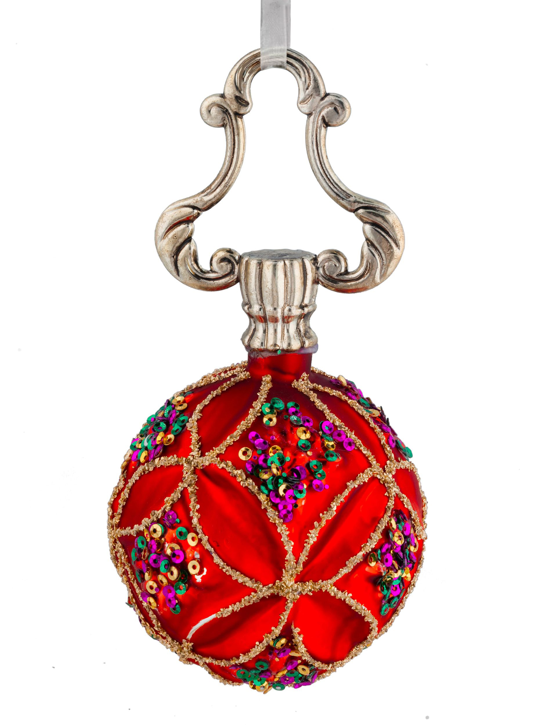 Изображение товара Новогоднее подвесное украшение из стекла / 8X8X15см, красный