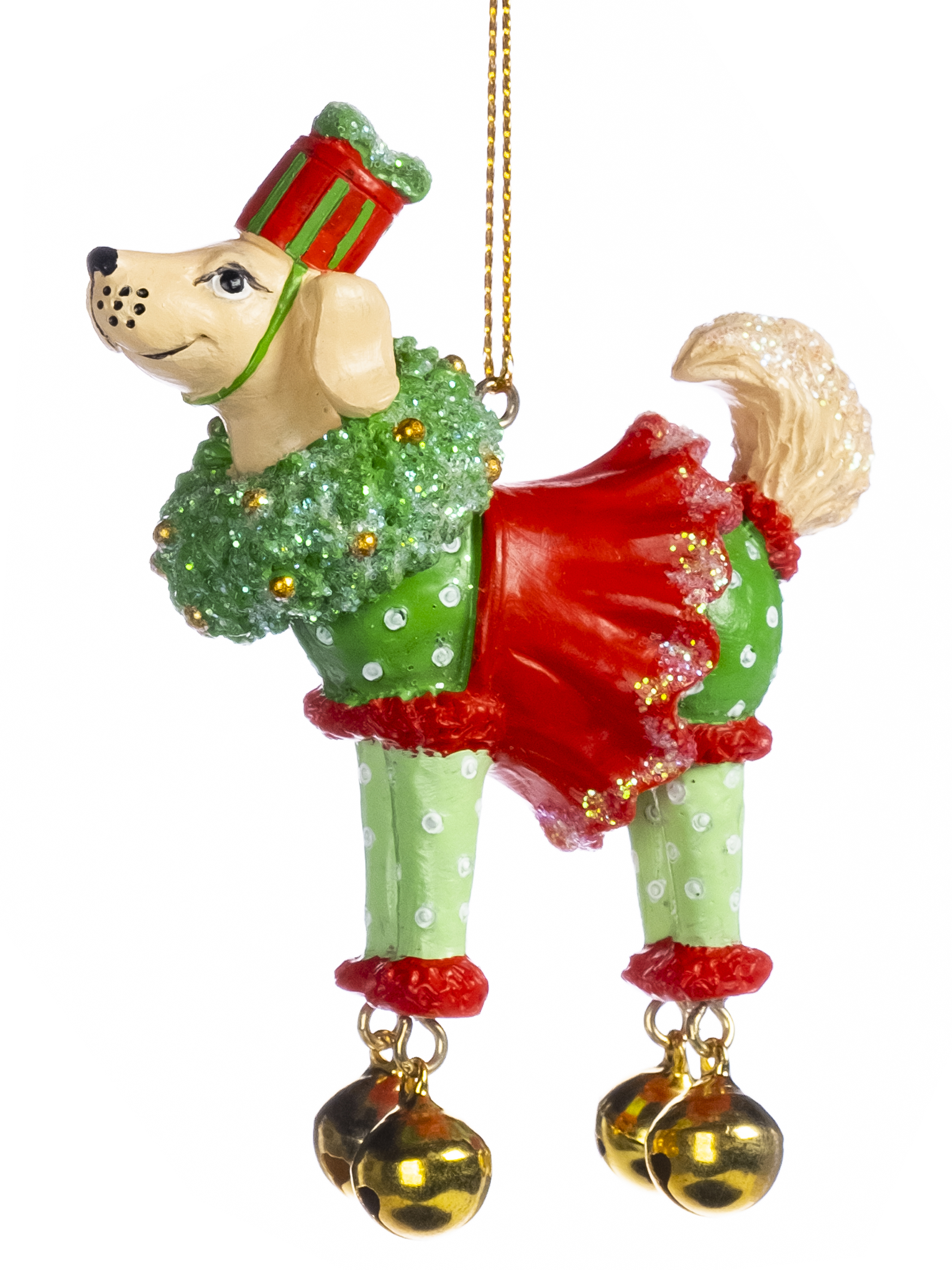 Изображение товара Новогоднее подвесное украшение Собачка из полирезины / 3,3x9x7,7см