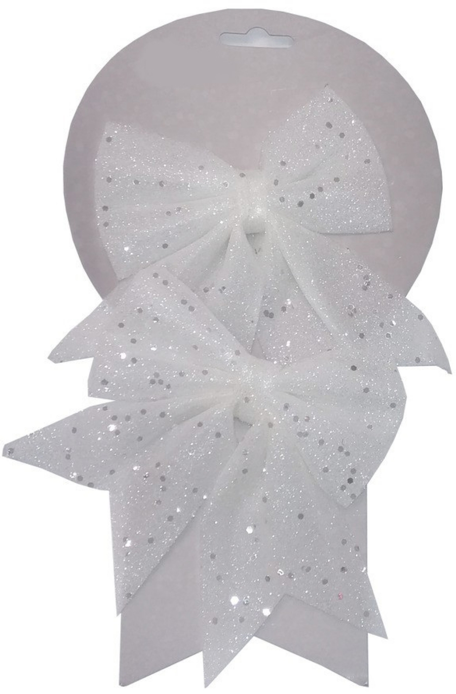 Изображение товара Новогоднее украшение БАНТ Белый блеск  из полиэстера, набор из 2 шт./17x13x0,1см