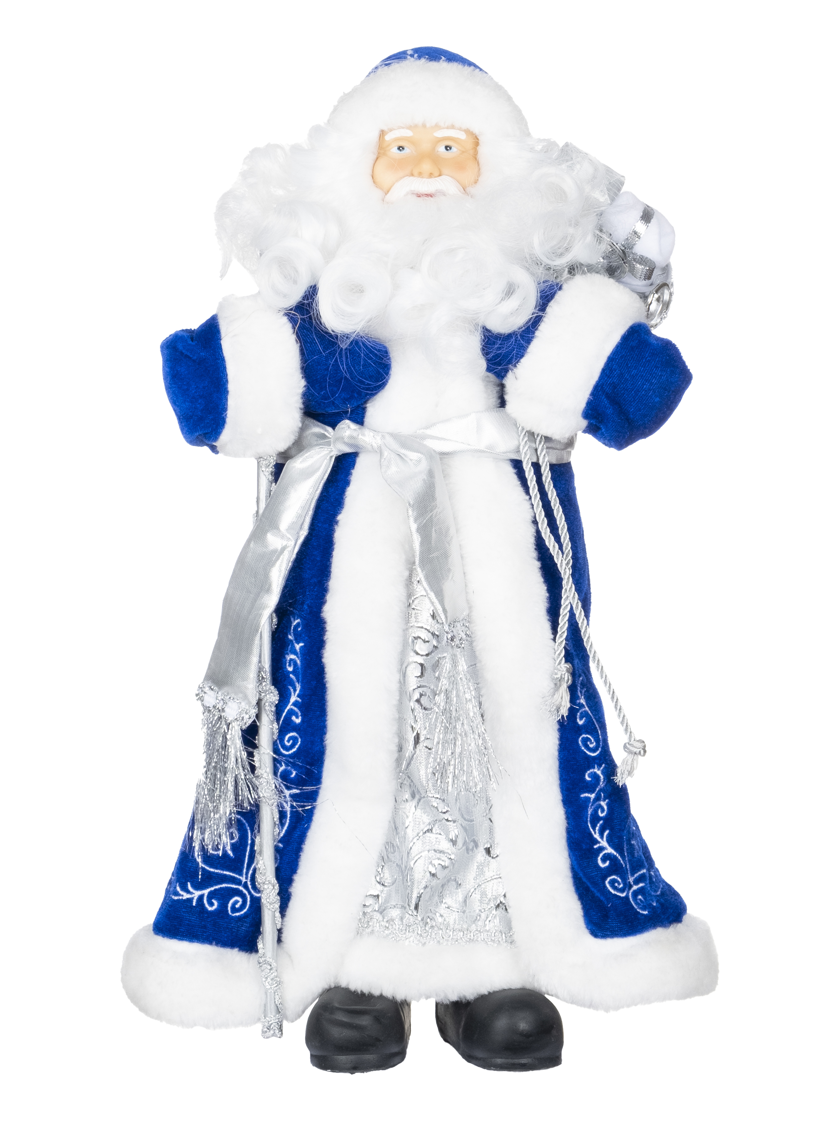 Изображение товара Новогодняя фигурка Дед Мороз В синей шубке (ПВХ, полиэстер) / 20,5x12,5x41,5см