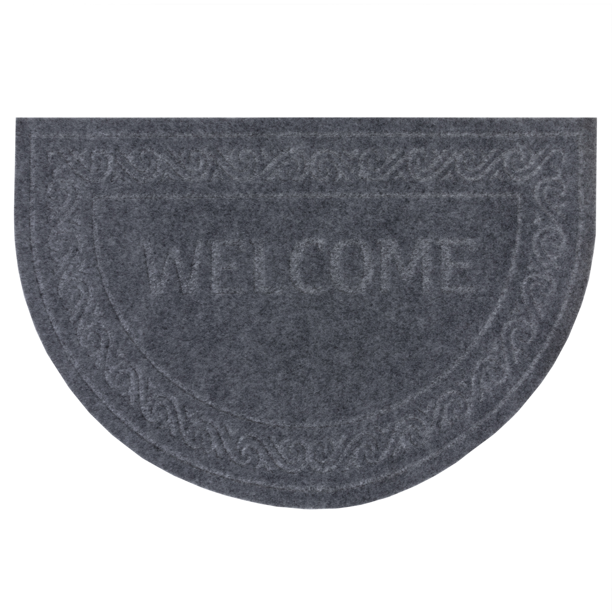 Изображение товара Влаговпитывающий коврик "Welcome" 45х75 см полукруг серый из ПВХ
