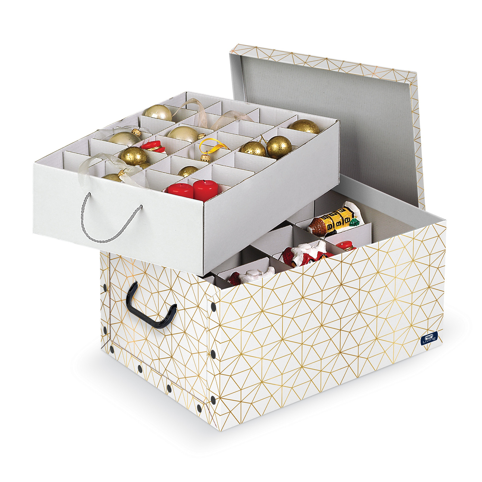 Изображение товара Коробка картонная с разделителями для новогодних украшений