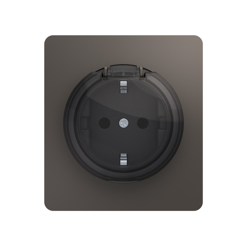 Изображение товара Розетка Kranz Round 1-ая с/з с/у, со шторками и крышкой 16А титан