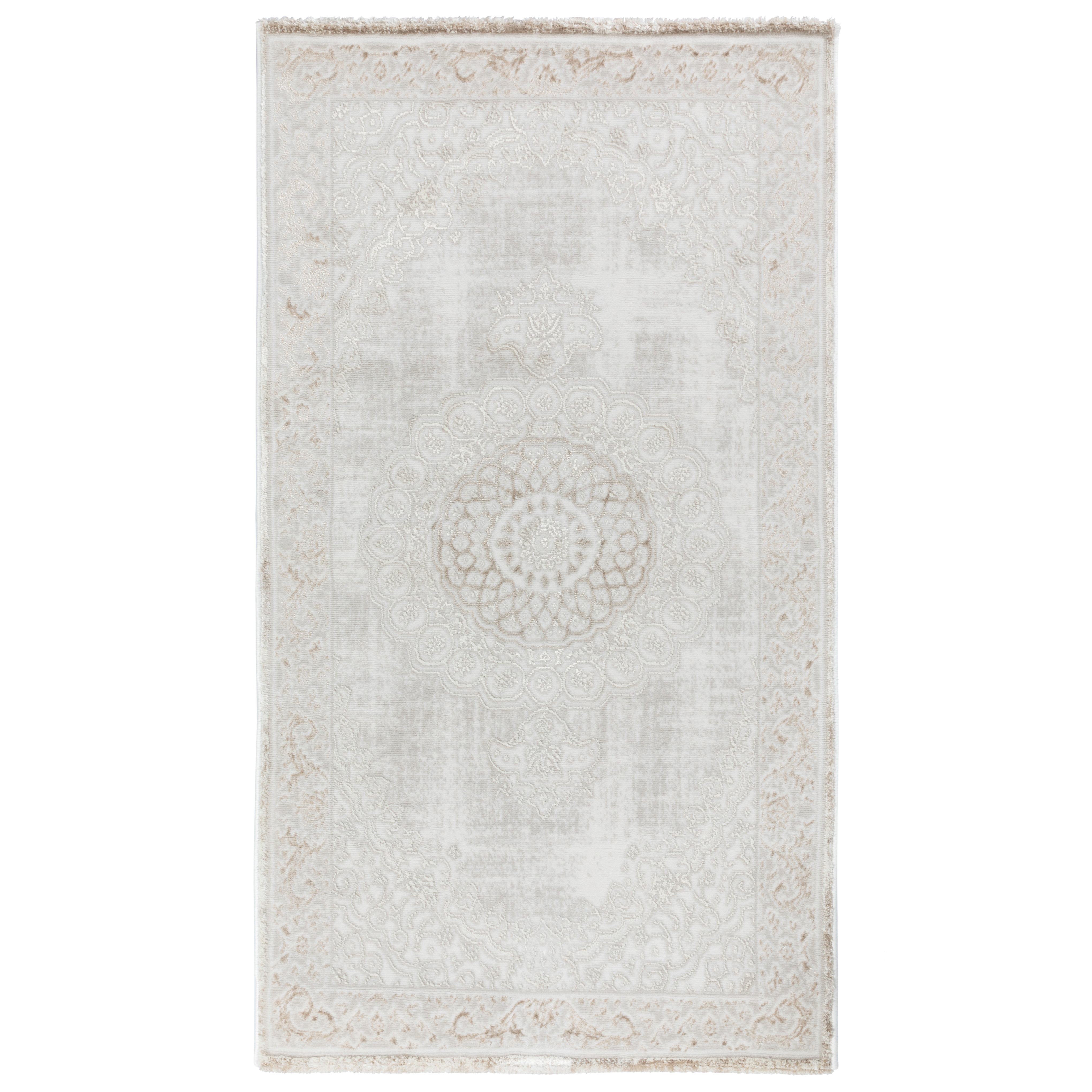 Изображение товара Стильный бежевый ковер из полиэстера с джутовой основой 0.8×1.5