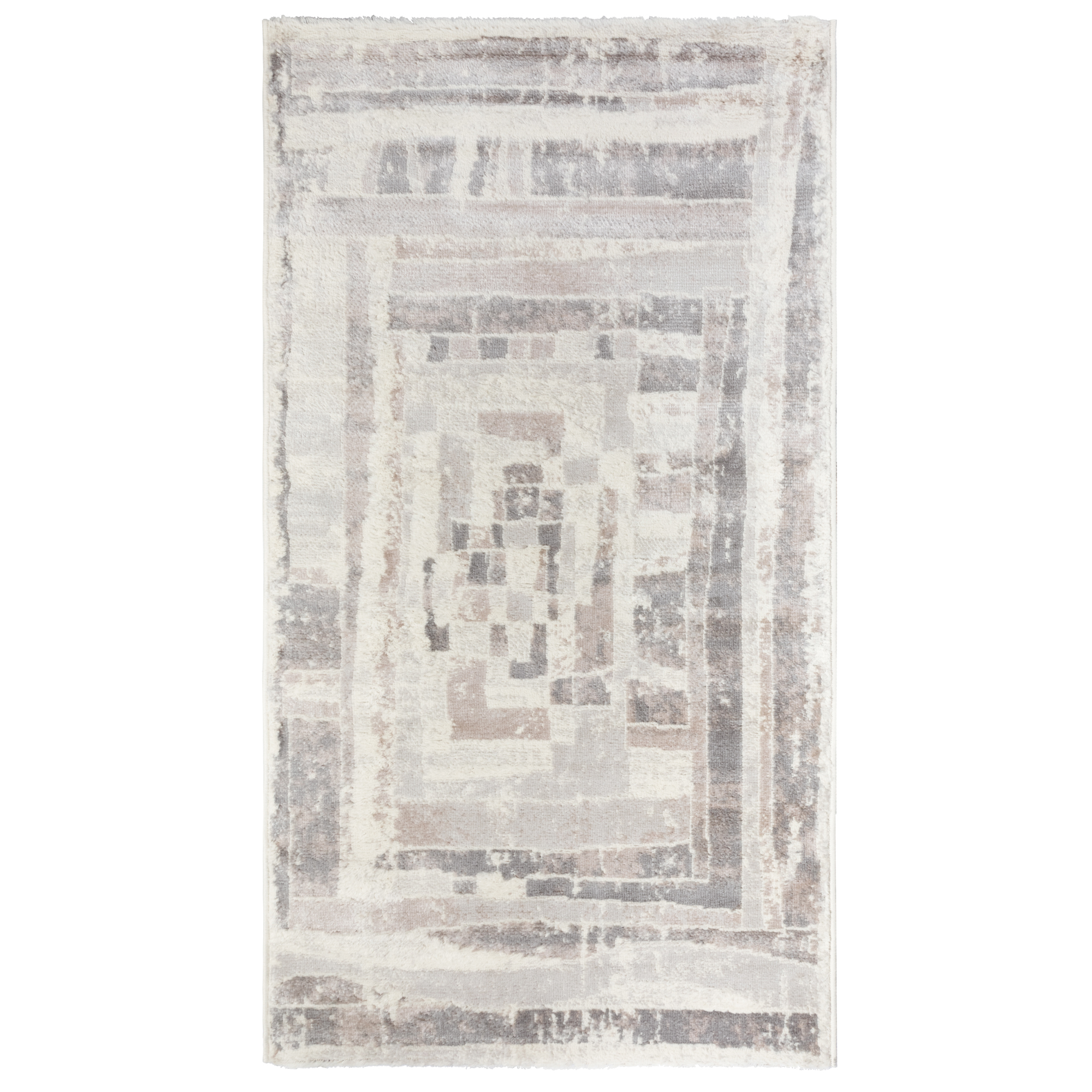 Изображение товара Ковер VENZA 1x2 дизайн 5840A серый с бежевым на джуте, 10 мм ворс