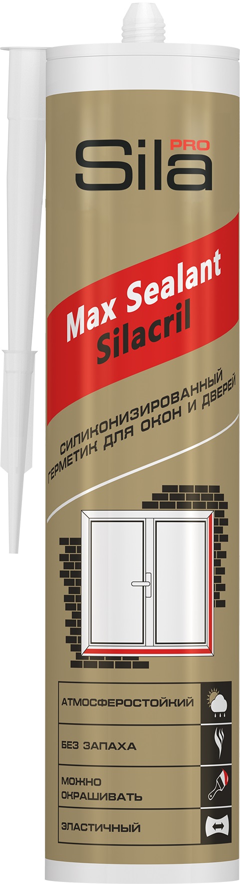 Изображение товара SILA PRO Max Sealant Silacril, силиконизированный герметик для окон и дверей, белый, 290мл