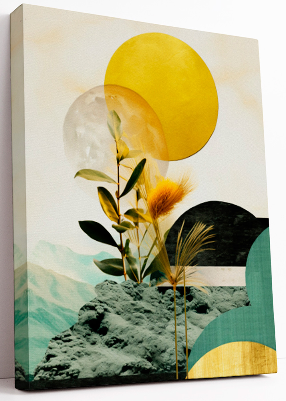 Изображение товара Картина Горные листки на синтетическом холсте с деревянной рамой