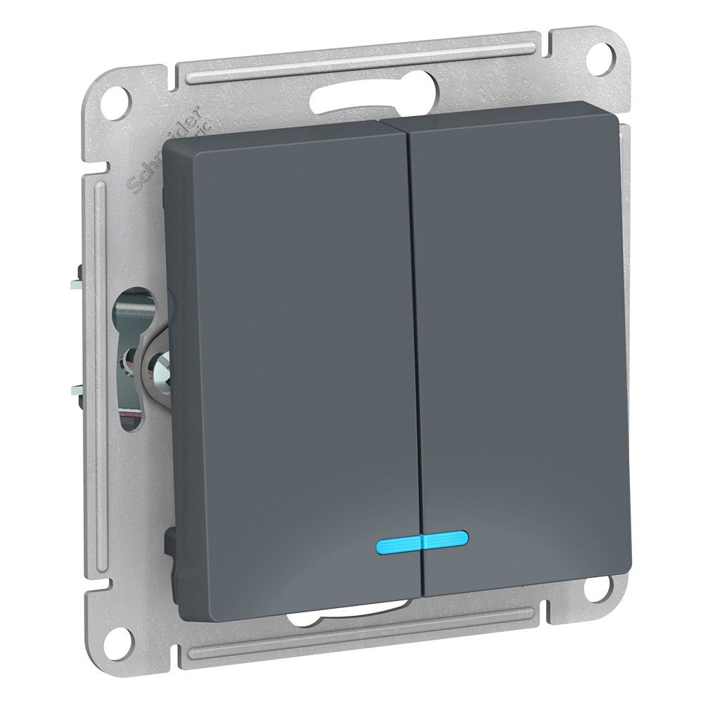 Изображение товара Выключатель 2-клавишный Systeme Electric Atlas Design 1240420 грифель