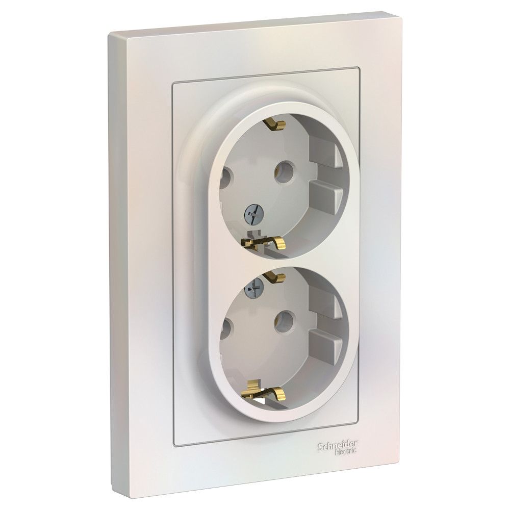 Изображение товара Розетка электрическая 2 поста Systeme Electric Atlas Design жемчуг
