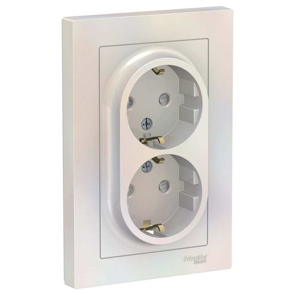 Изображение товара Розетка электрическая 2 поста Systeme Electric Atlas Design жемчуг 1240275