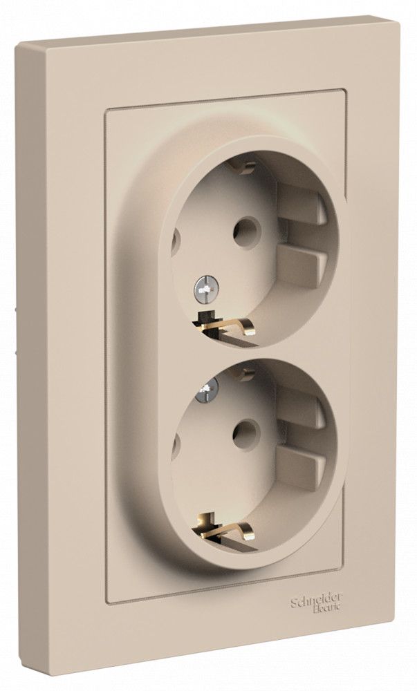 Изображение товара Розетка электрическая 2 поста Systeme Electric Atlas Design песочный