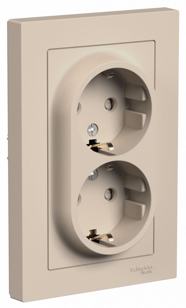 Изображение товара Розетка электрическая 2 поста Atlas Design Systeme Electric песочный