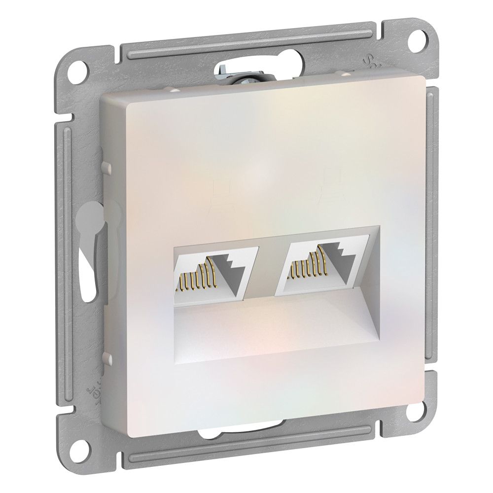 Изображение товара Розетка RJ-45 2 поста Systeme Electric Atlas Design жемчуг для сети
