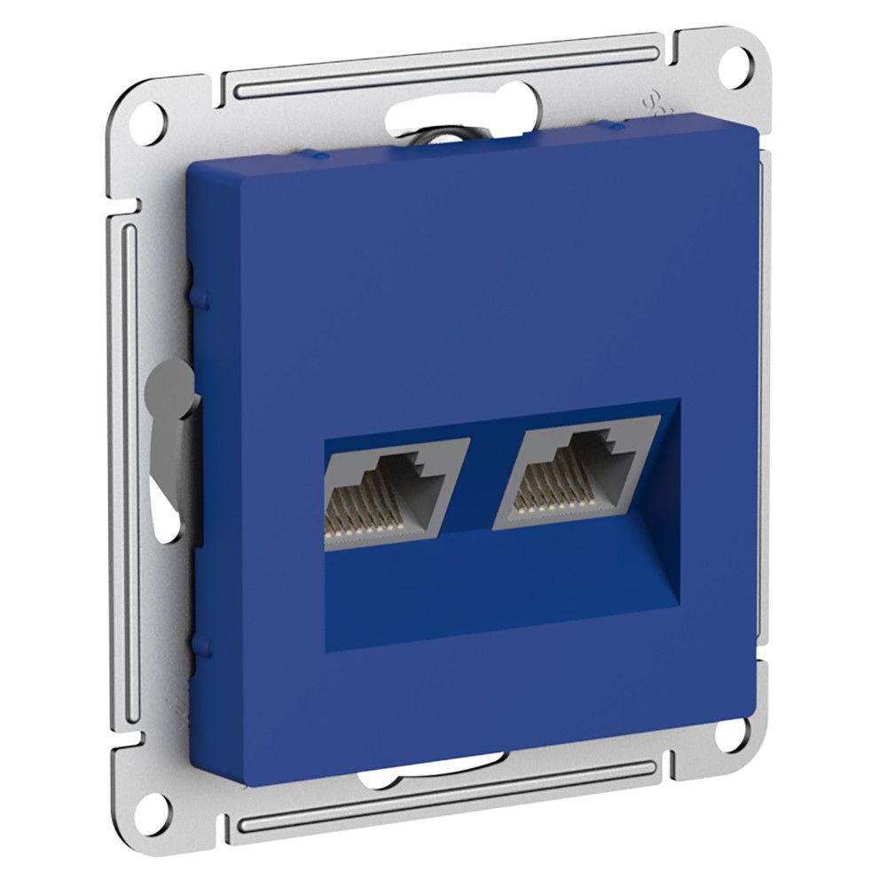 Изображение товара Розетка RJ-45 2 поста Systeme Electric Atlas Design аквамарин