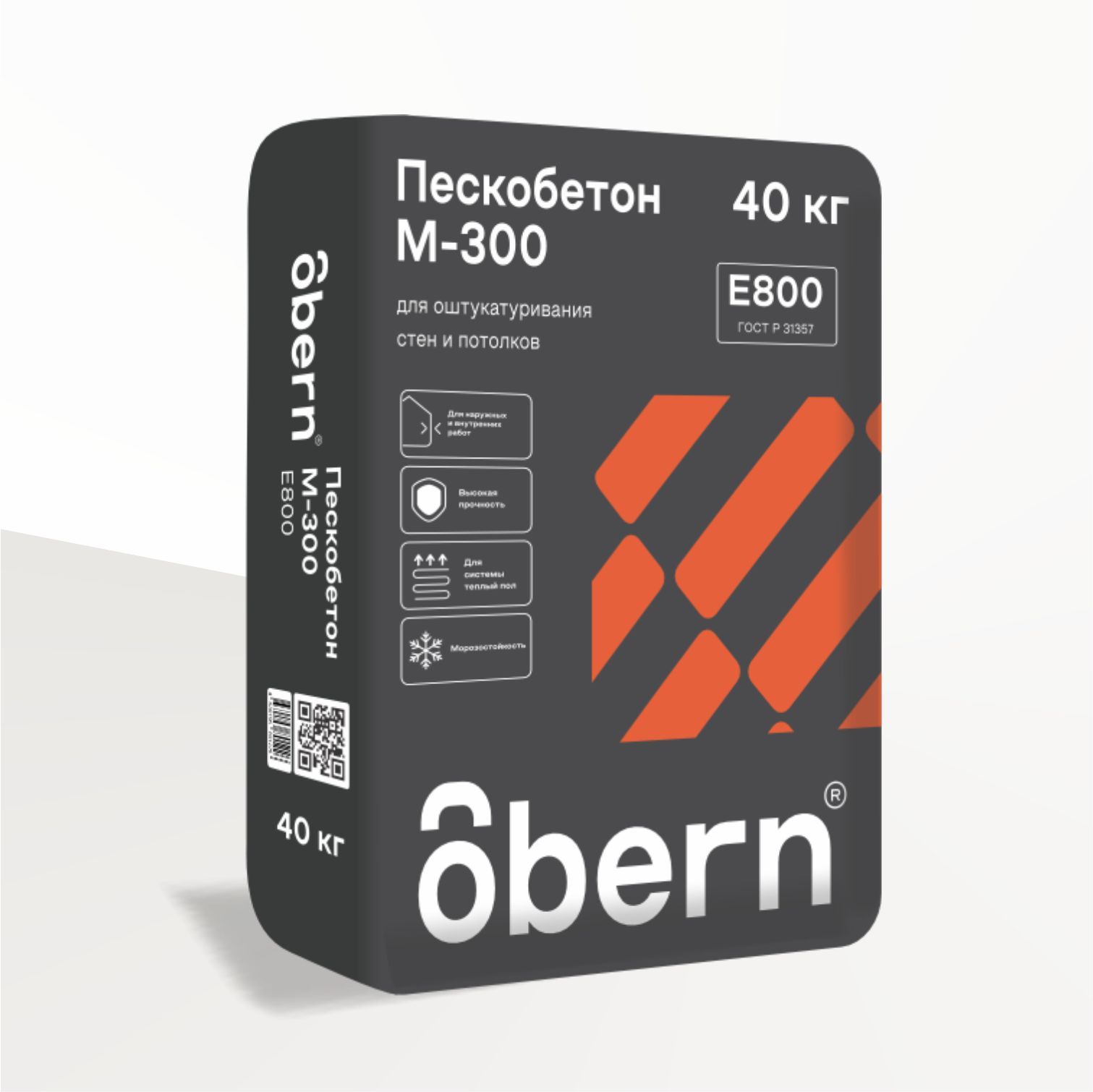 Изображение товара Пескобетон OBERN цементная основа М300 ГОСТ 40 кг