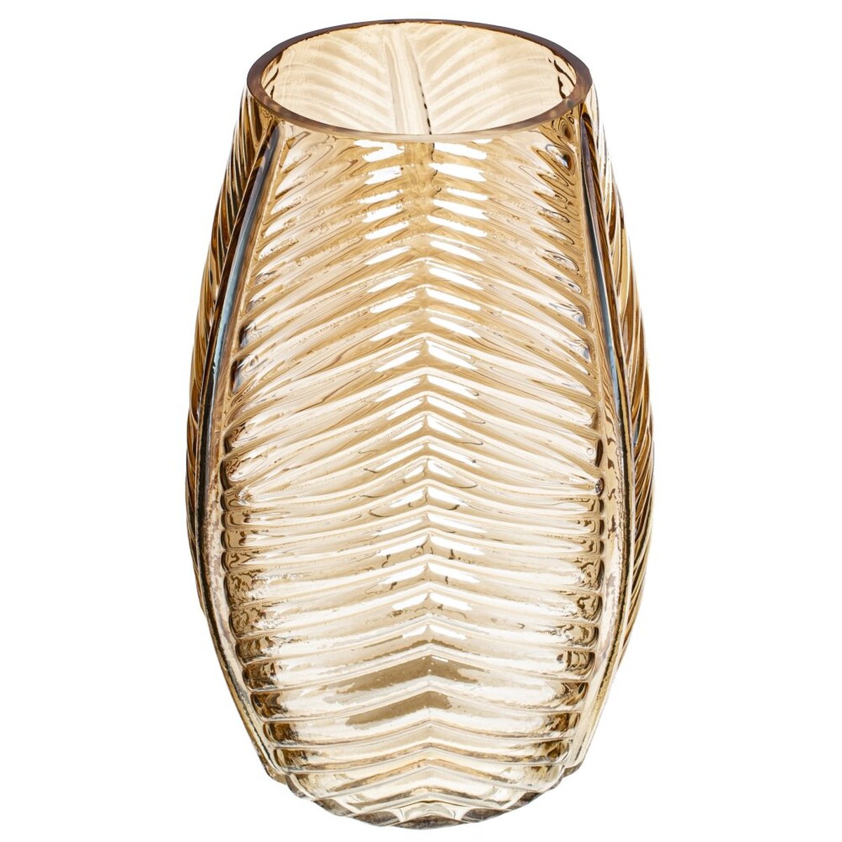 Изображение товара Стеклянная ваза 12x12x21 см с рельефным узором и нейтральным дизайном