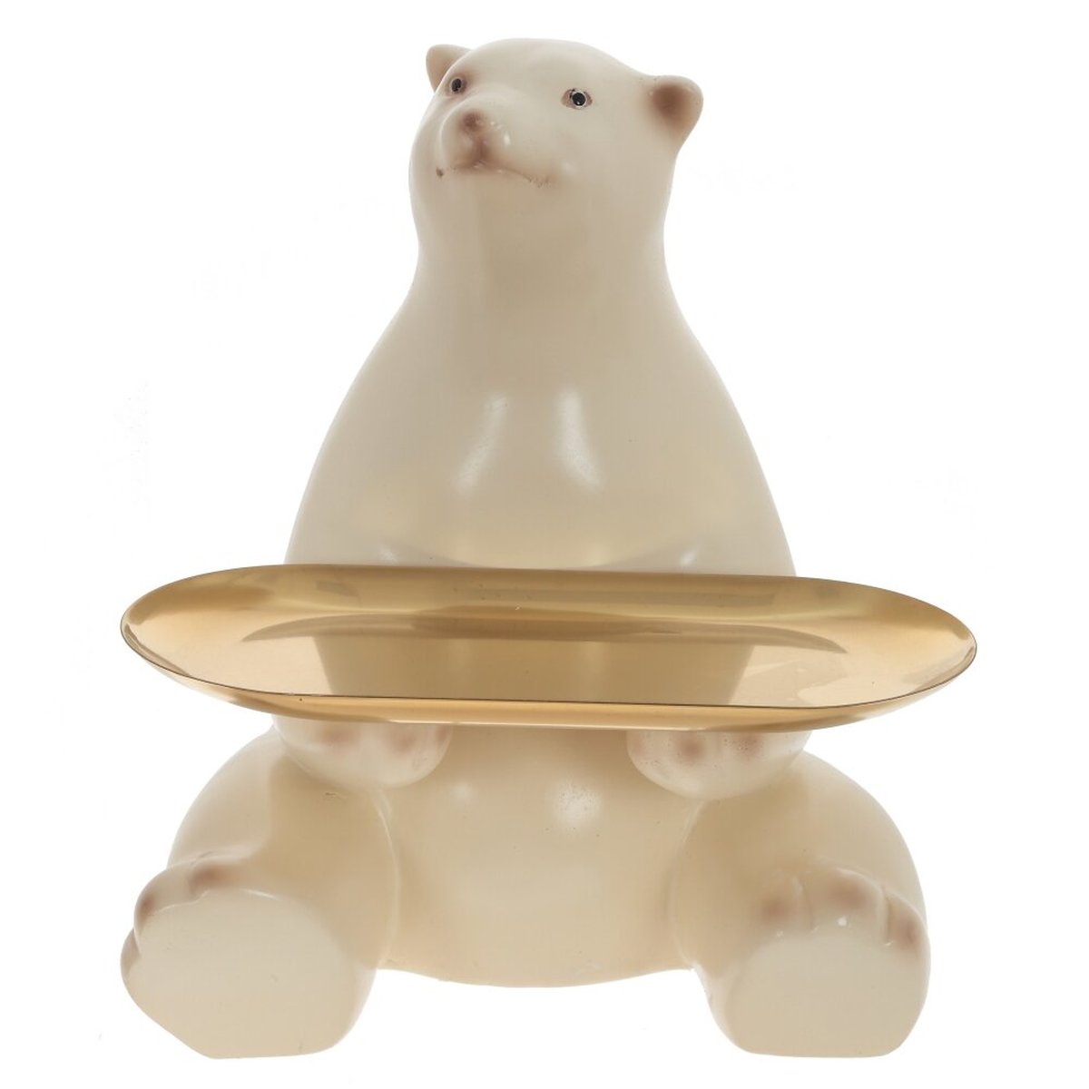 Изображение товара Декоративная фигурка Медведь 18x17x21 см милый белый с золотым подноском