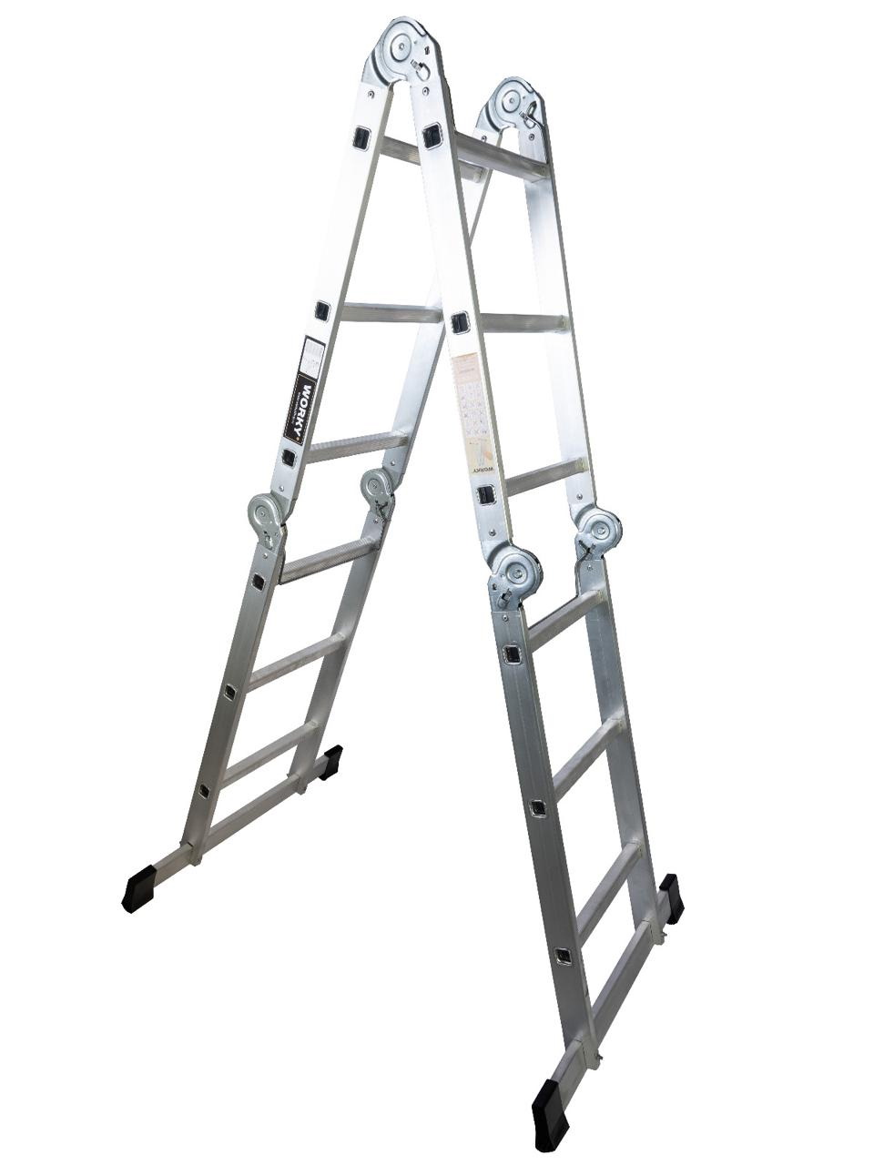 Изображение товара Универсальная трансформерная лестница WORKY 4х5 из алюминия, надежная и компактная