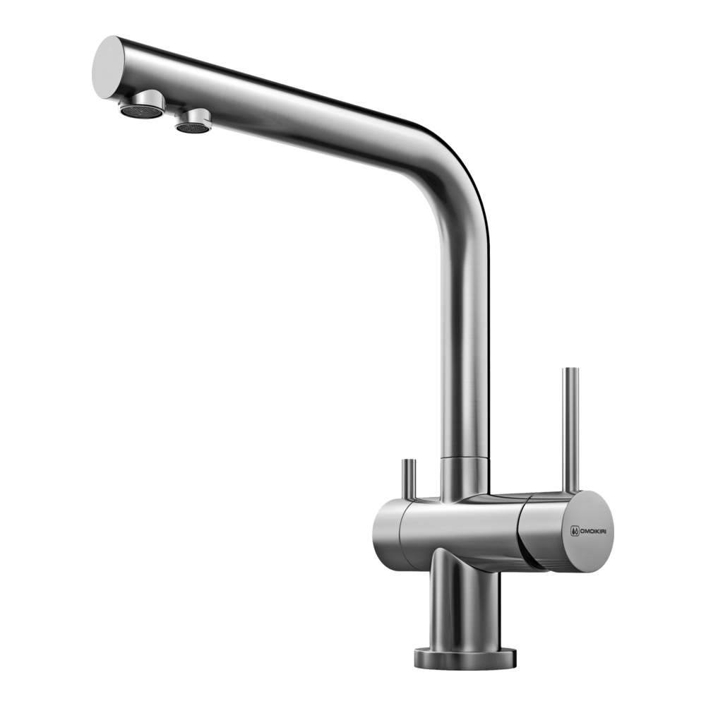 Изображение товара Смеситель для мойки Omoikiri Nagano-BN серебристый с поворотным изливом