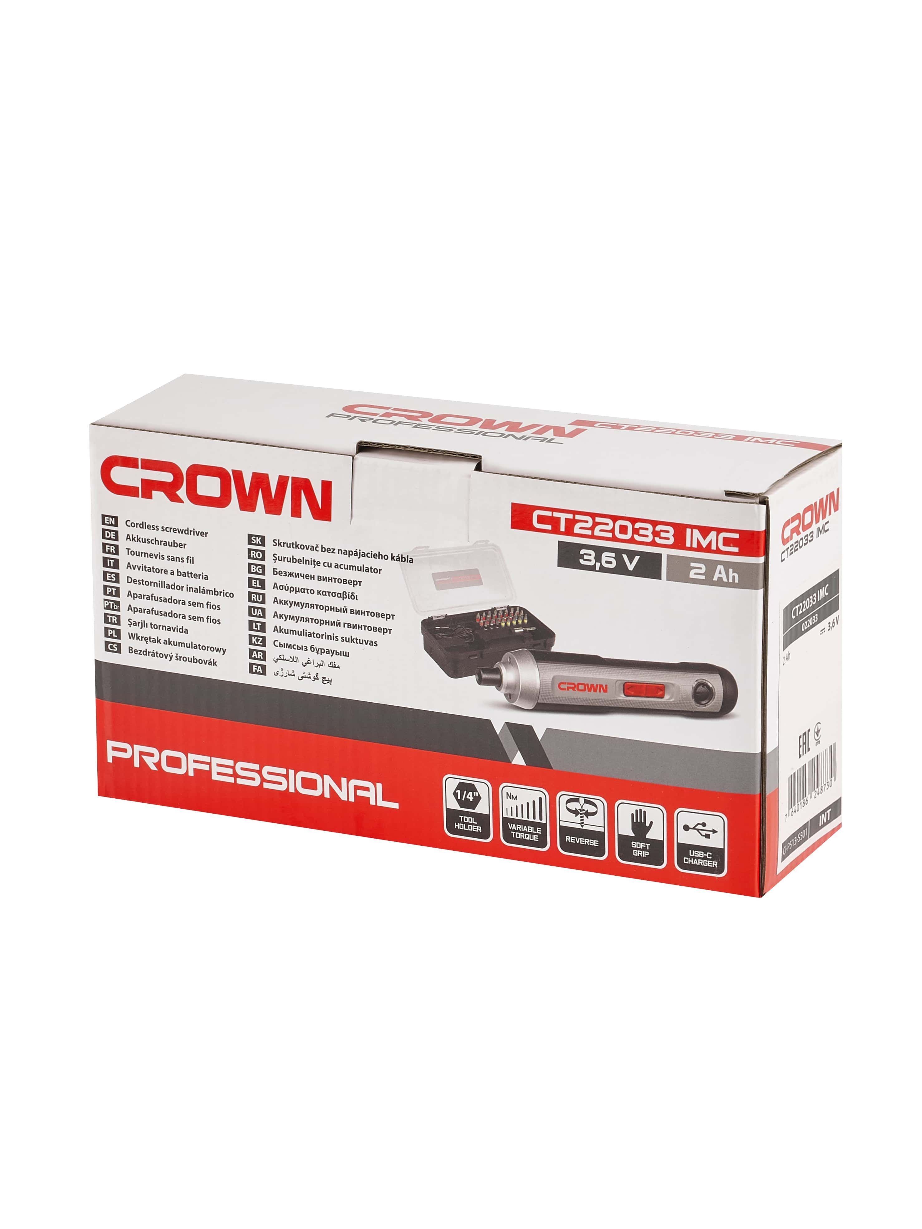 Изображение товара Аккумуляторная отвертка CROWN CT22033 IMC 3.6В 2.0Ач