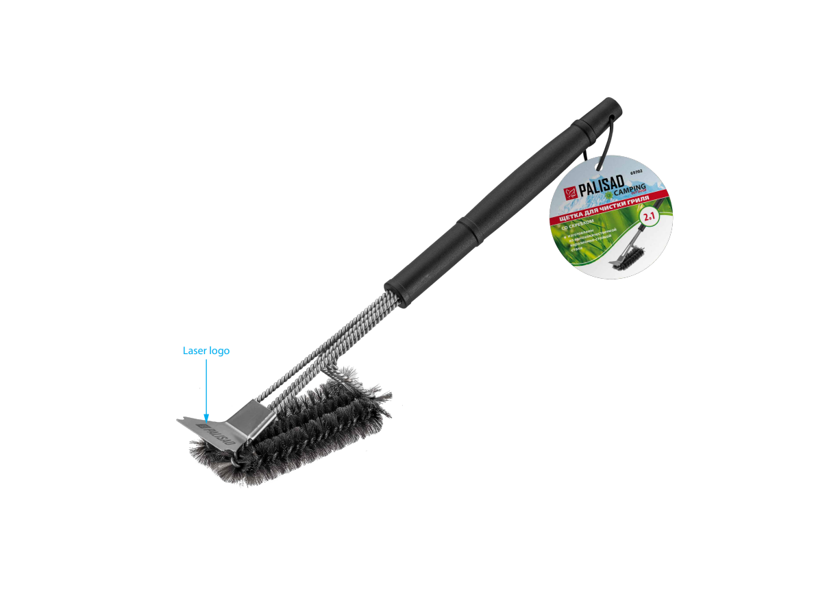 Изображение товара Щетка для чистки гриля 46,5 см 2 в 1 палисад для эффективной уборки