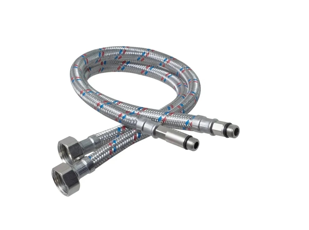 Изображение товара Подводка Elka для смесителя нержавеющая сталь 60 см гайка-гака М10