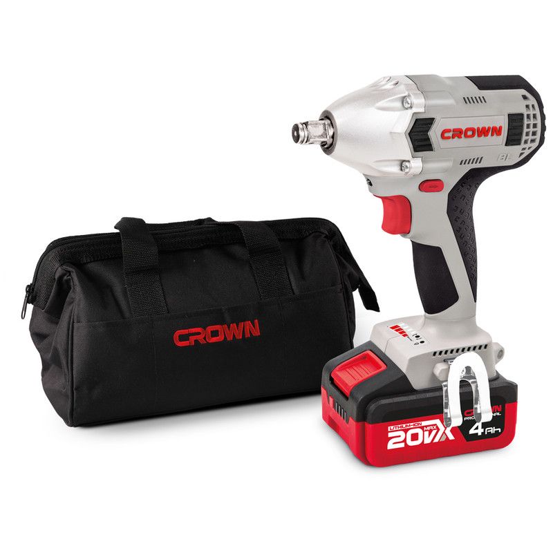 Изображение товара Аккумуляторный гайковерт Crown CT22015HX-4 TB 20 В с 2 батареями и зарядным