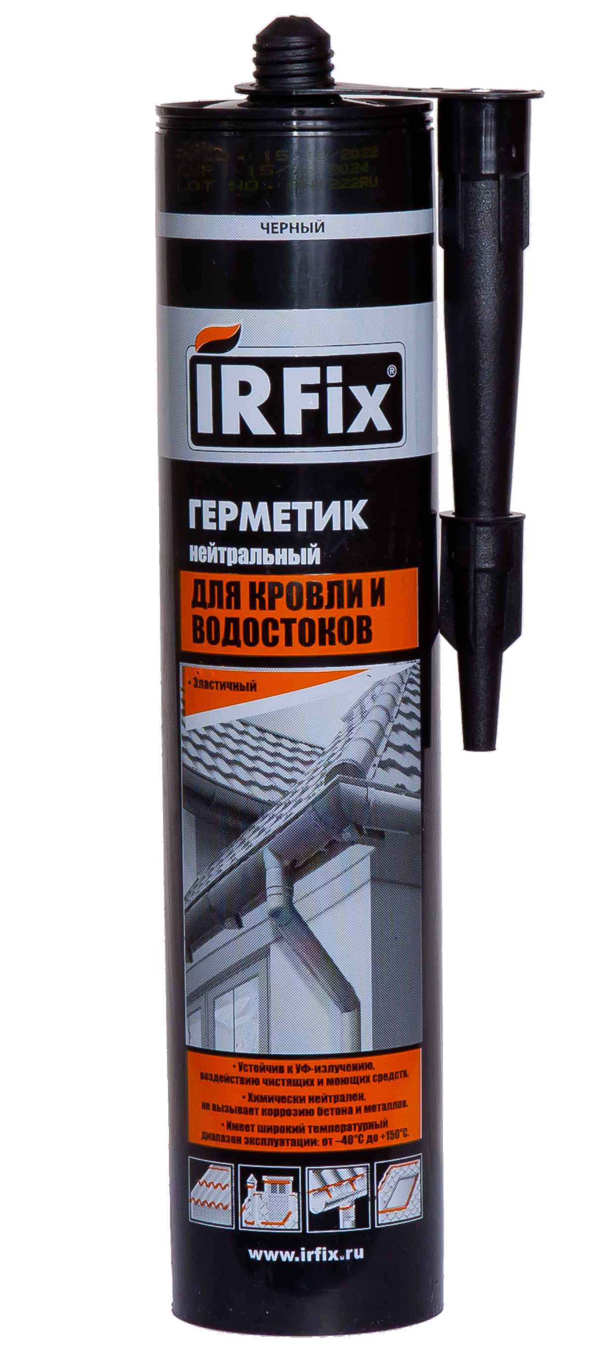 Изображение товара Герметик для кровли и водостоков нейтральный IRFIX 310 мл черный