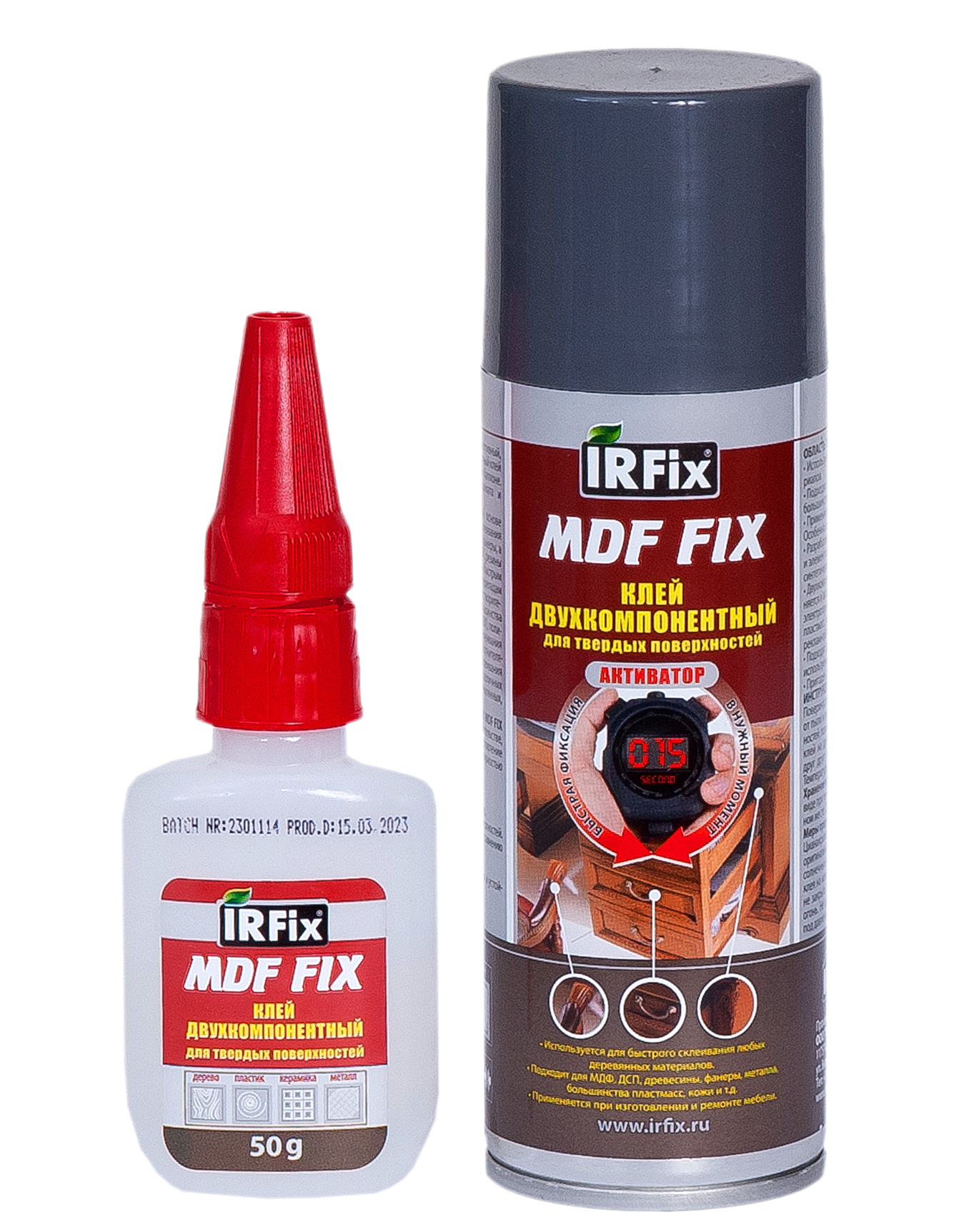 Супер-клей IRFIX Цианакрилатный двухкомпонентный клей IRFix MDF FIX 200 мл/50 мл