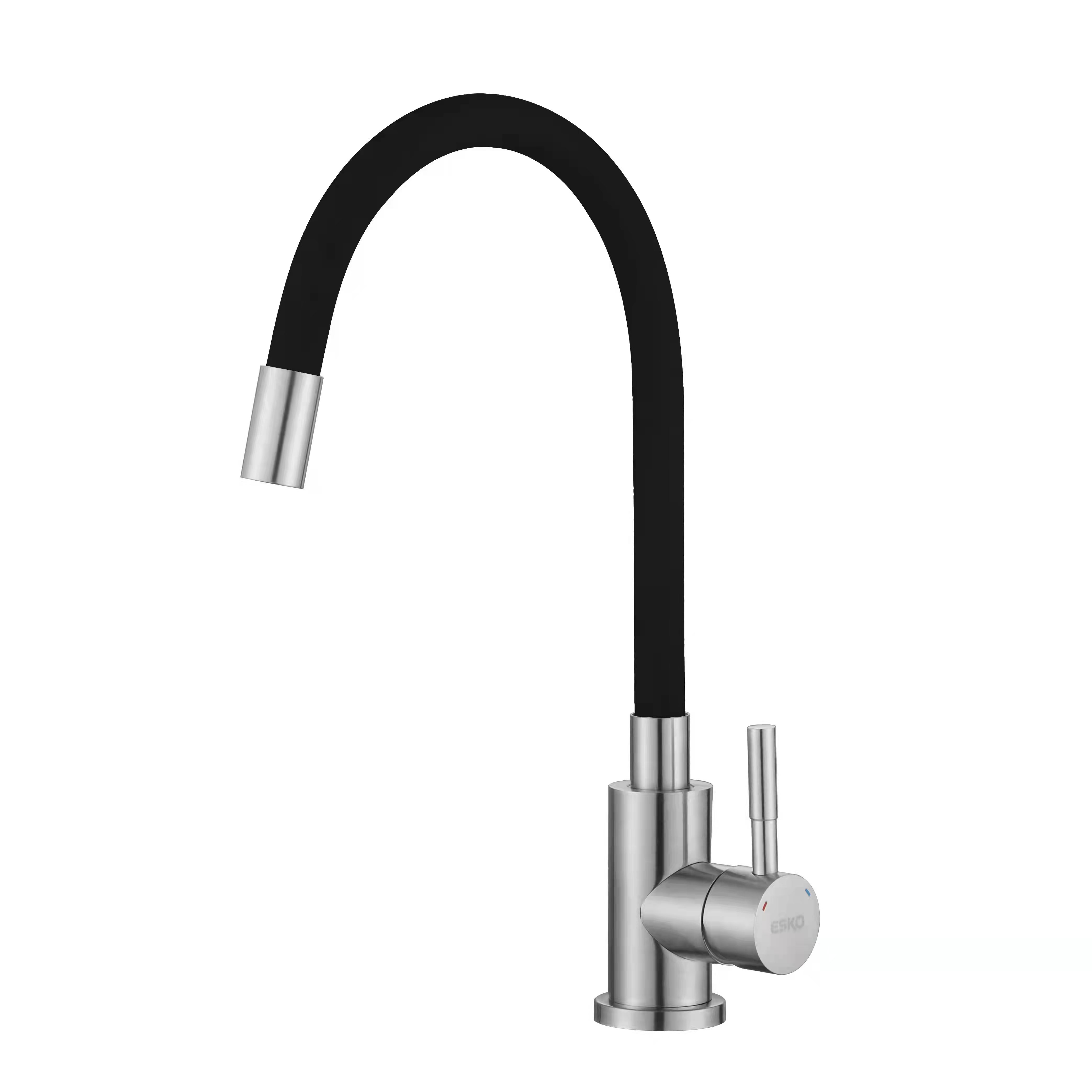 Изображение товара Однорычажный смеситель для кухни с гибким изливом ESKO Snake GN44B нержавеющая сталь черный