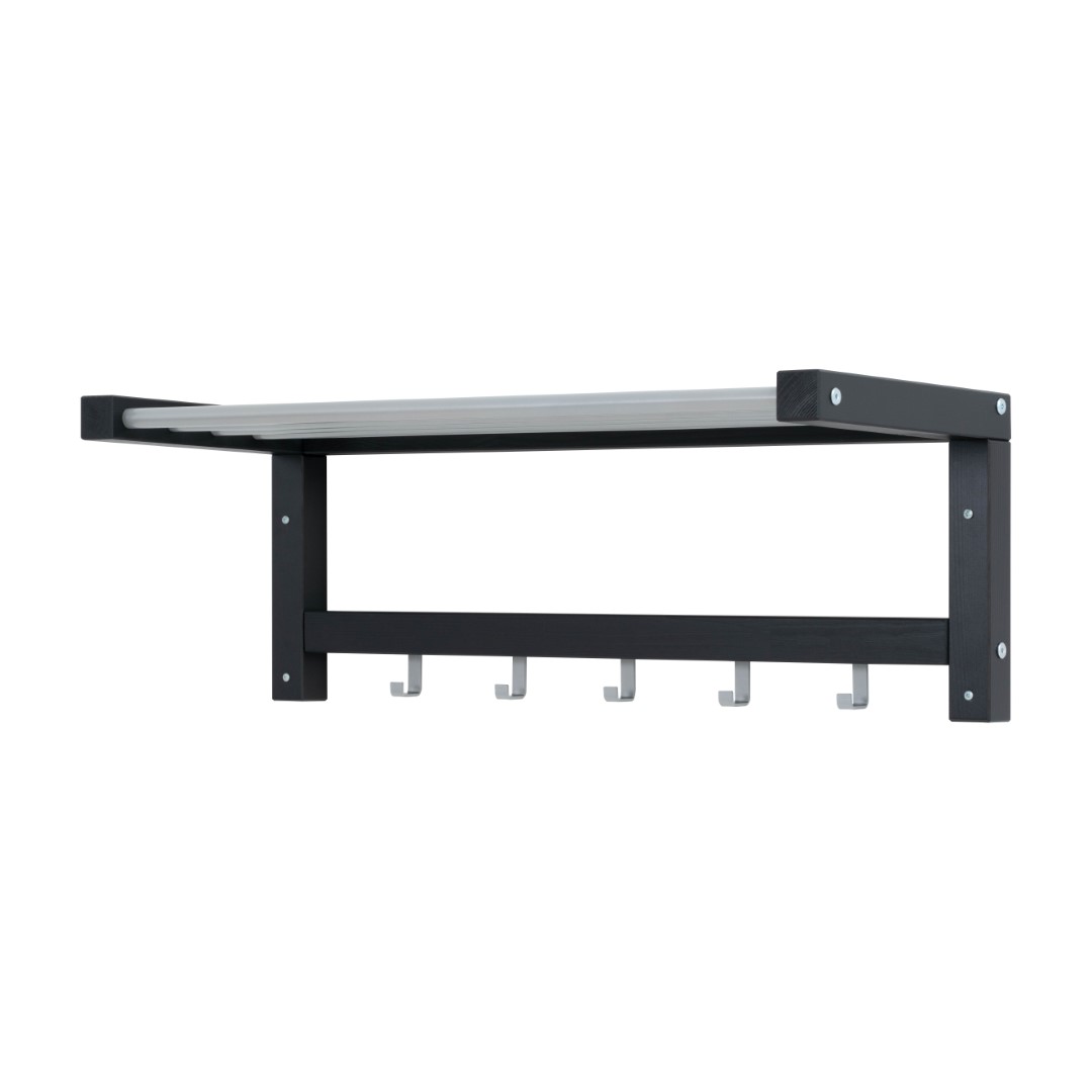 Изображение товара Вешалка для шляп Лузалес 82x33 черная из массива сосны с 5 крючками