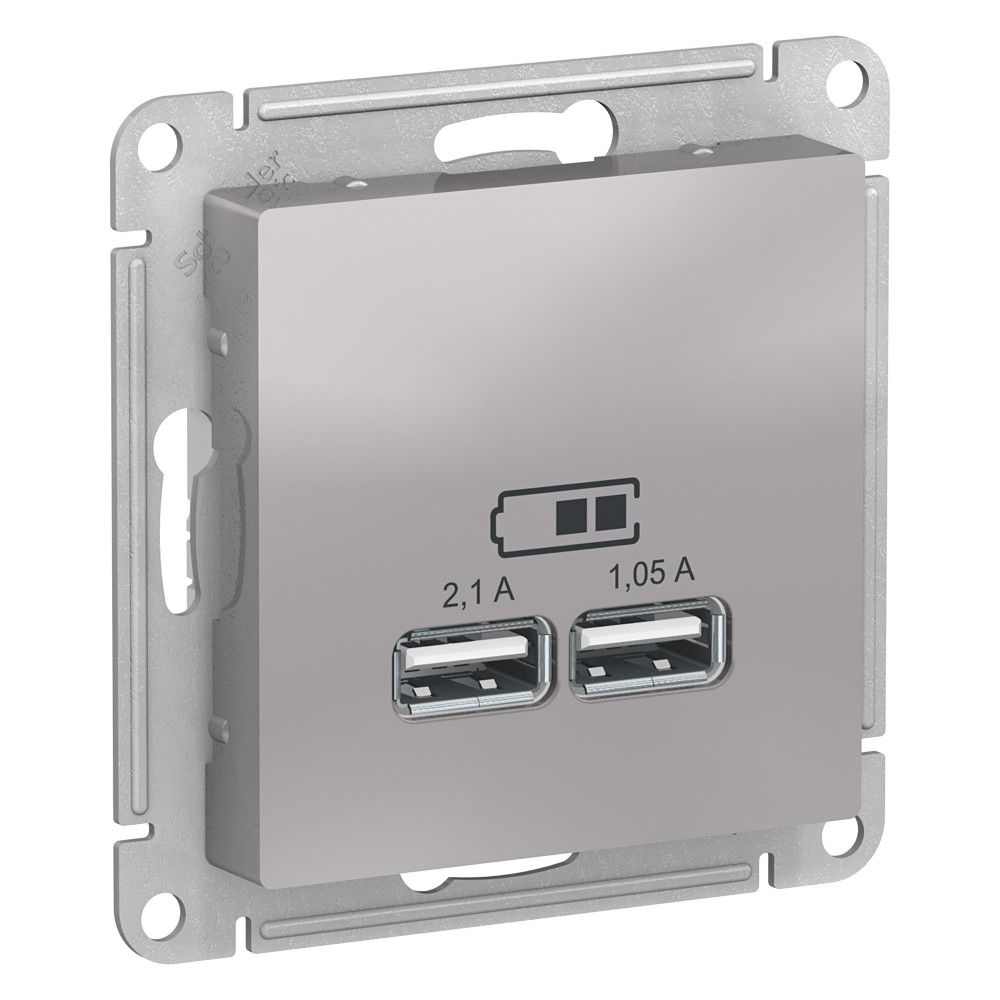 Изображение товара Розетка USB Systeme Electric AtlasDesign тип A+A с двумя USB-портами, алюминий, 5 В
