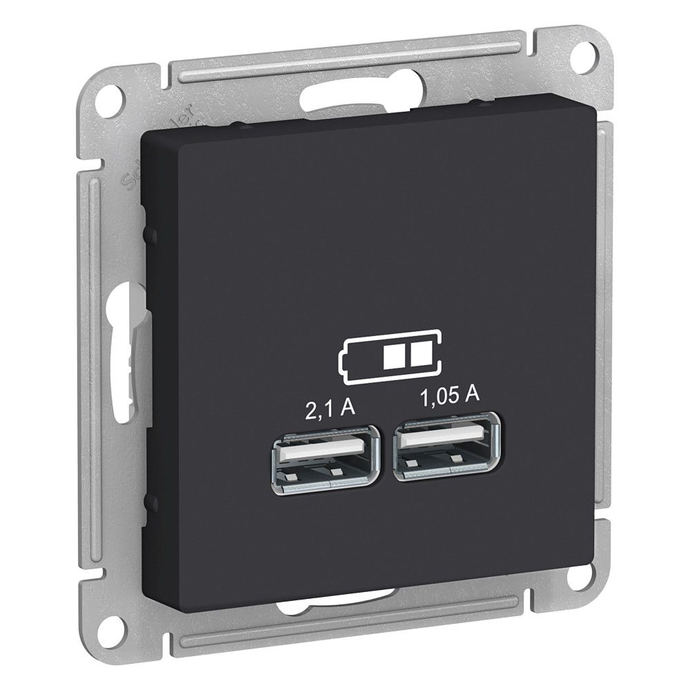 Изображение товара Розетка USB 1 пост Systeme Electric ATLAS карбон с функцией выключения
