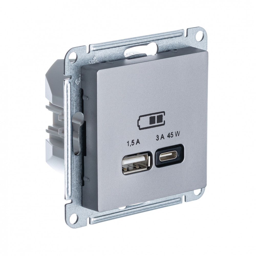 Изображение товара Розетка USB с разъемами A и C 45 Вт AtlasDesign Systeme Electric высокого качества