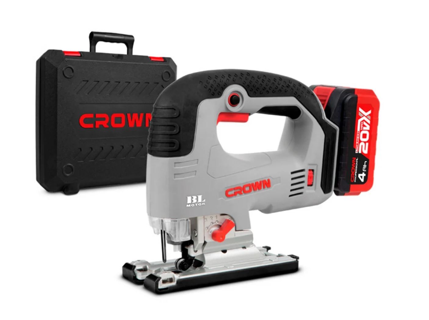 Изображение товара Аккумуляторный лобзик Crown CT25003HX-4 BMC 20 В с двумя АКБ и кейсом