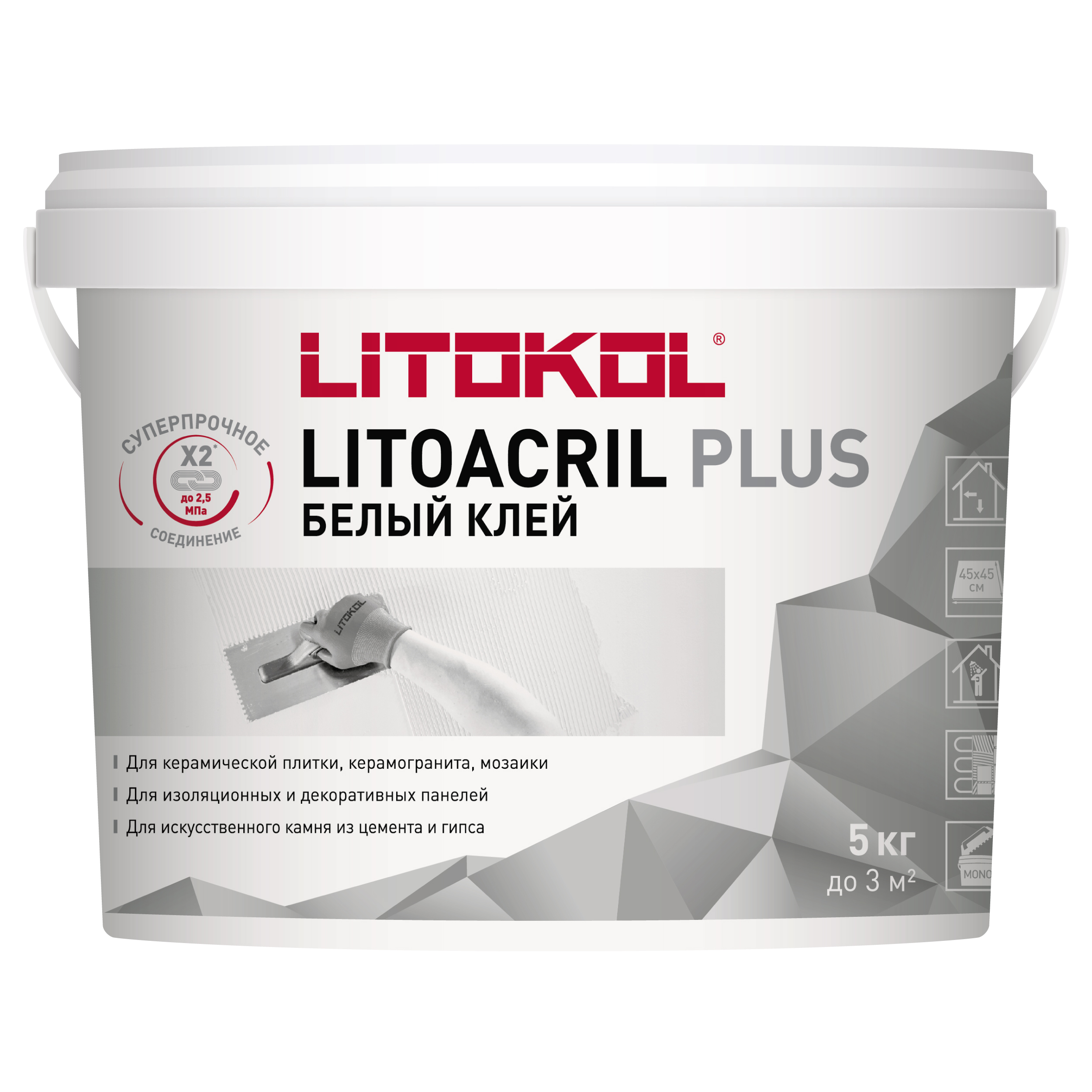 Изображение товара Плиточный клей дисперсионный LITOKOL LITOACRIL PLUS 5 кг для внутренних работ