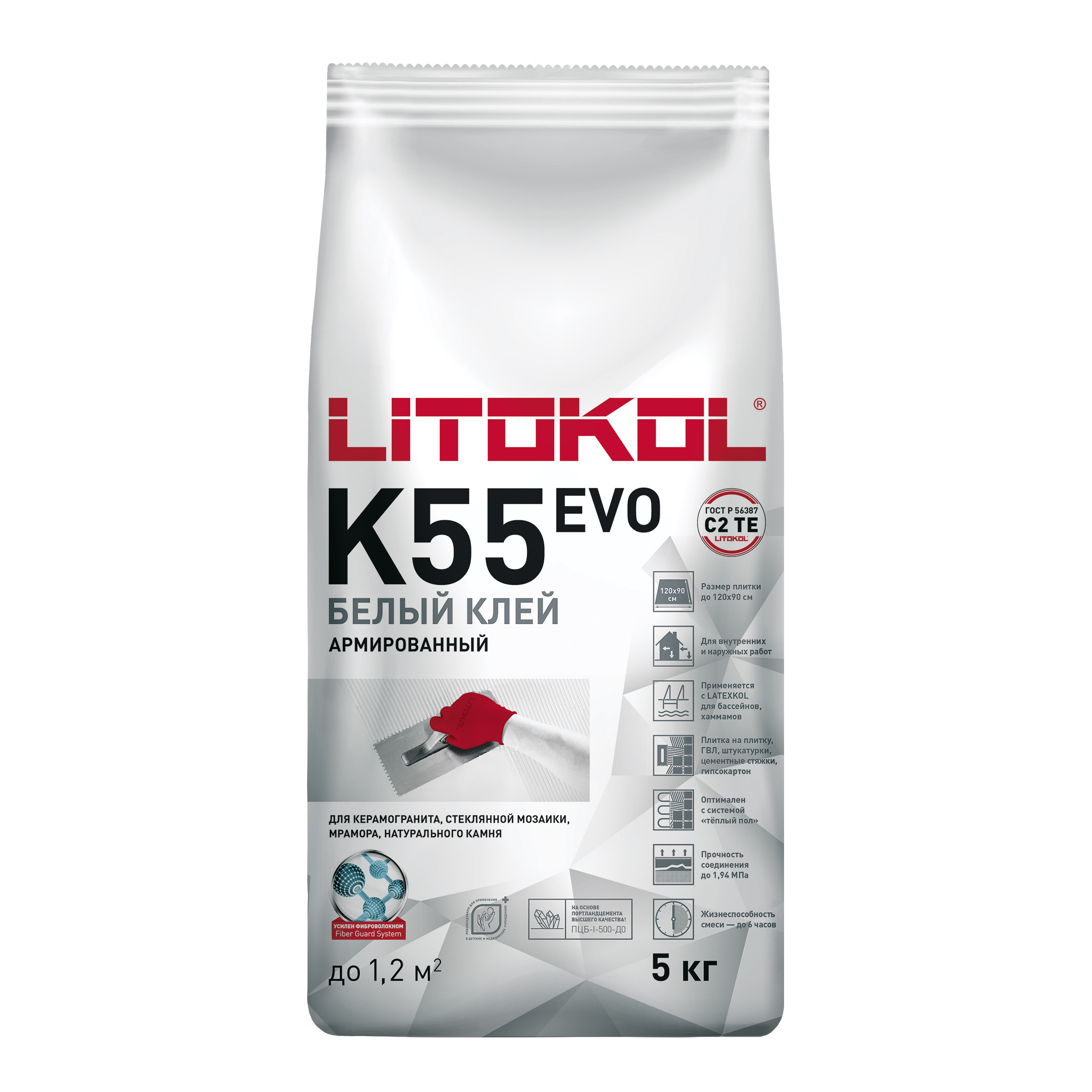 Изображение товара Плиточный клей цементный LITOKOL Litoplus K55 L0078080004 5 кг
