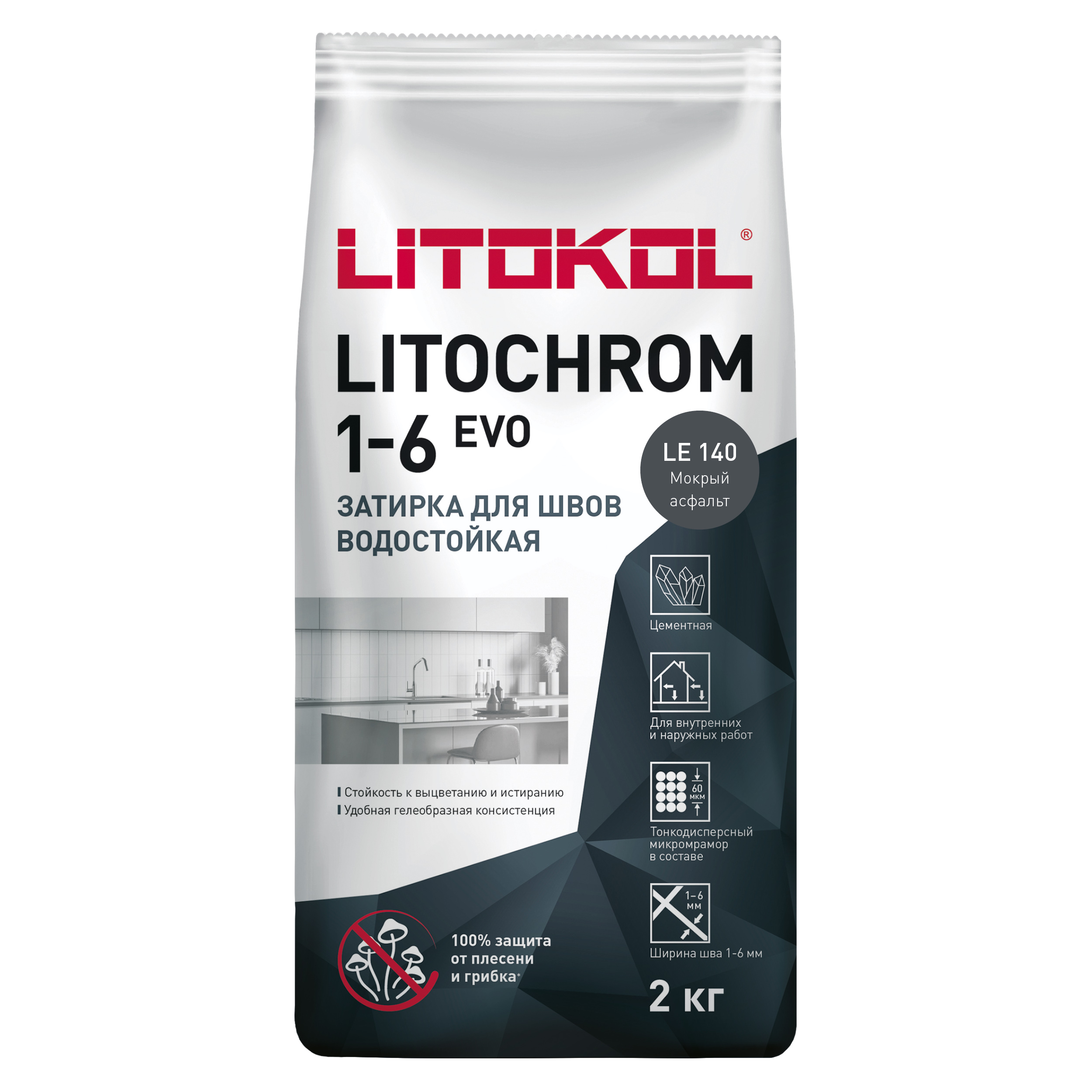 Изображение товара Цементная затирка LITOKOL LITOCHROM 1-6 EVO LE 140 2 кг черный