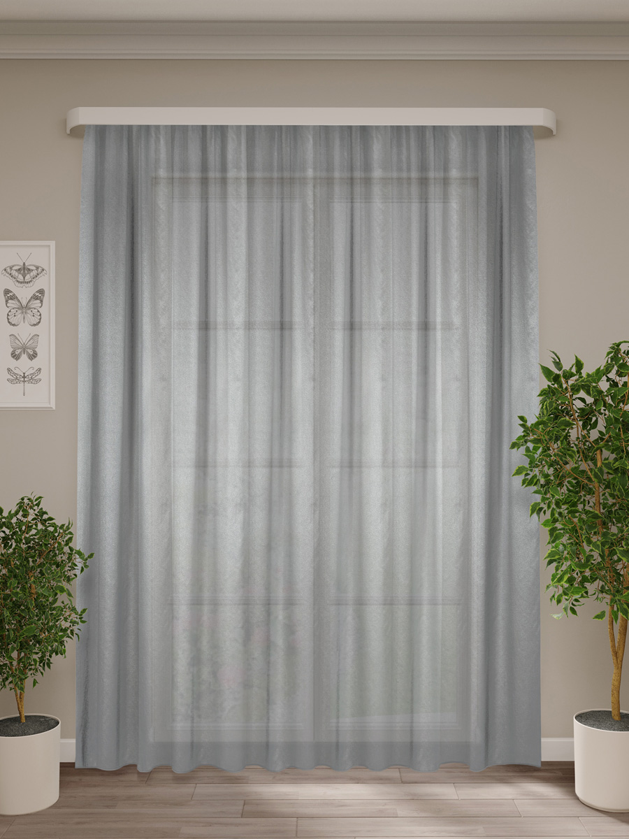 Изображение товара Портьера лен однотон 200х270 серый - стильное решение для интерьера