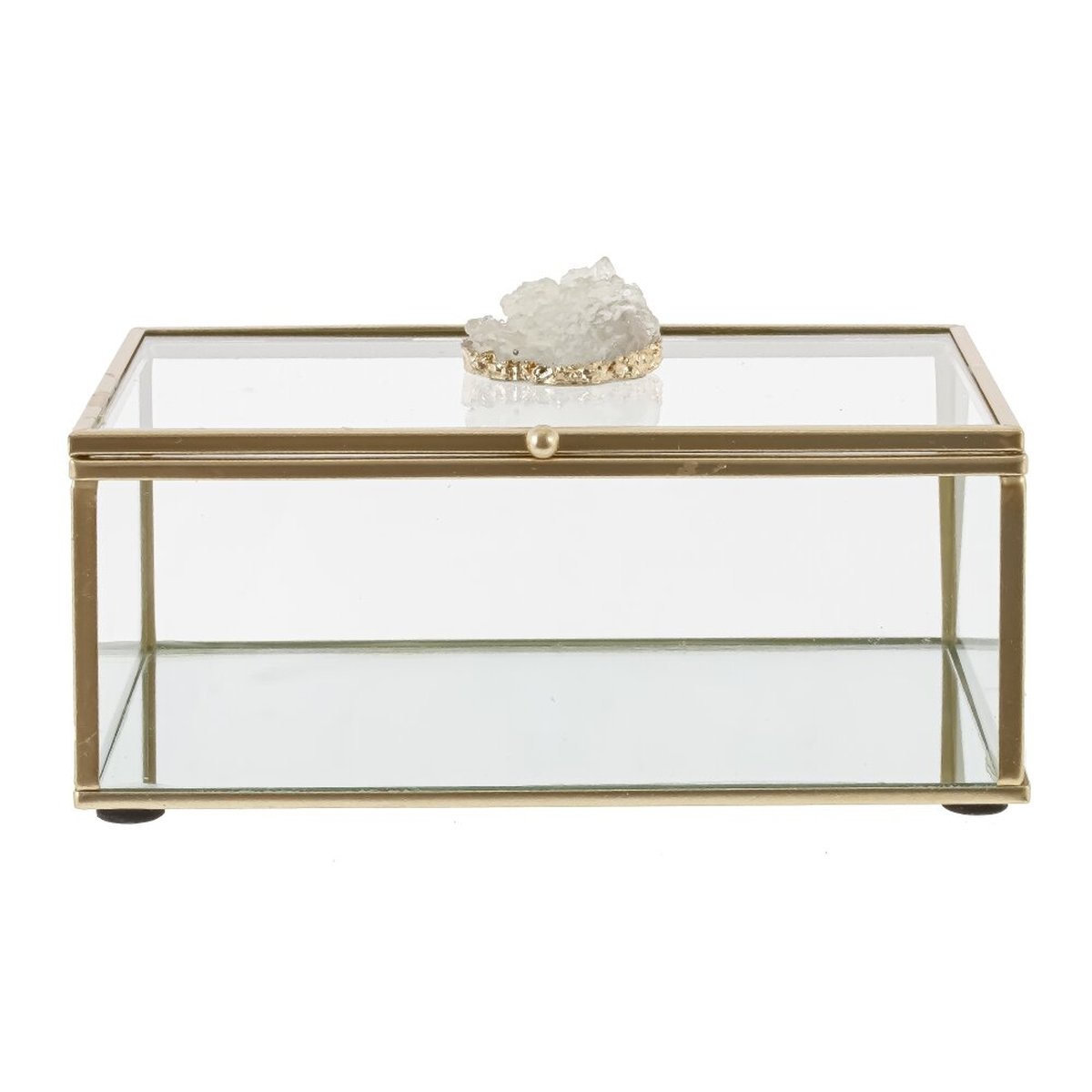 Изображение товара Декоративная прозрачная шкатулка для украшений с зеркальным дном и камушком