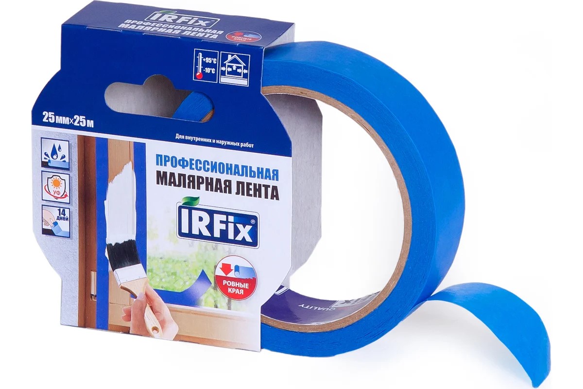 Изображение товара Малярная лента IRFIX EXTRA для деликатных поверхностей 25мм х 25м синяя