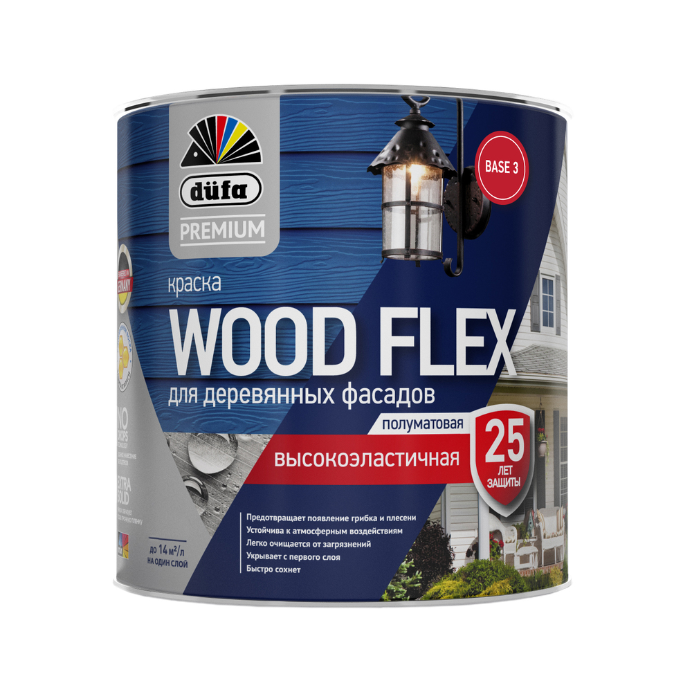 Изображение товара Краска Dufa Premium Woodflex высокоэластичная для деревянных фасадов, база 3, 0,81 л