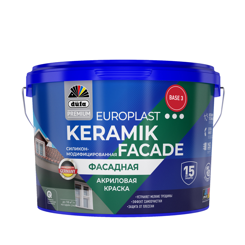 Изображение товара Краска Dufa Premium Europlast Keramik Facade фасадная, база 3, 9 л