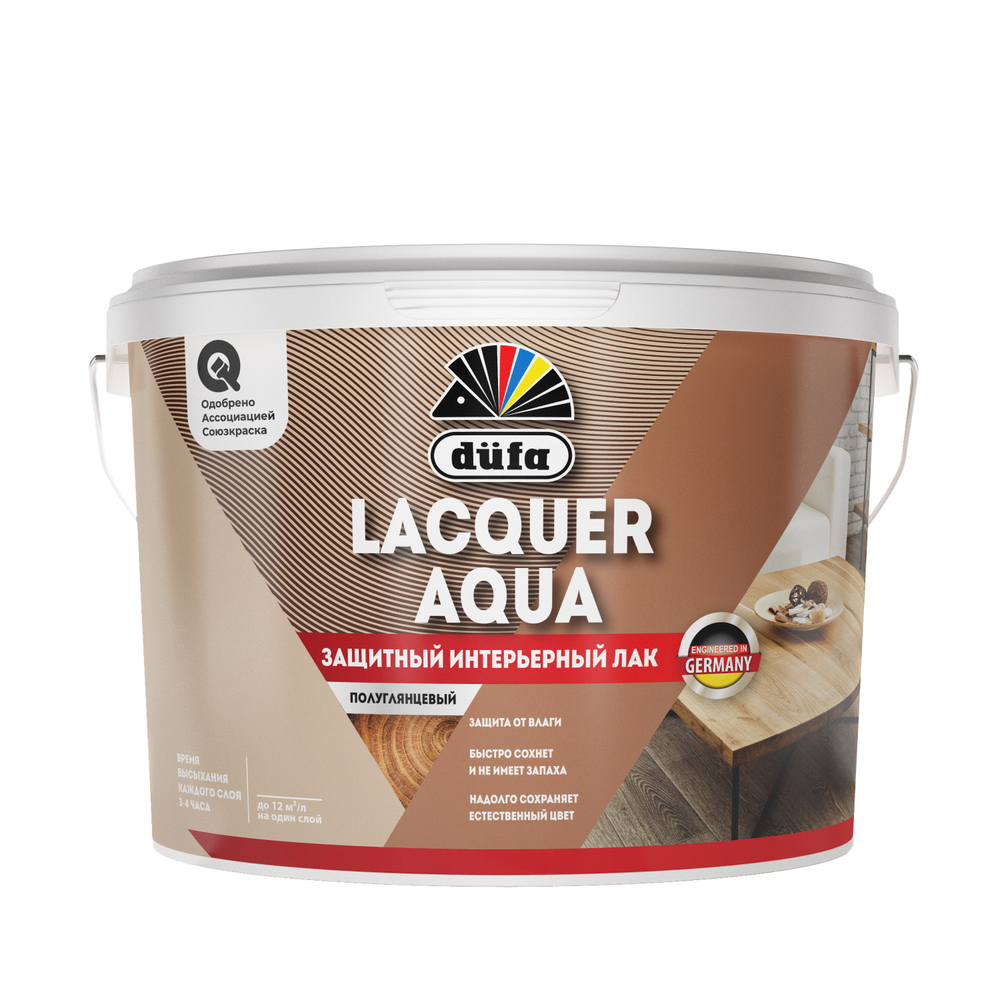 Изображение товара Интерьерный акрилатный лак Dufa Lacquer Aqua, полуглянцевый, 9 л