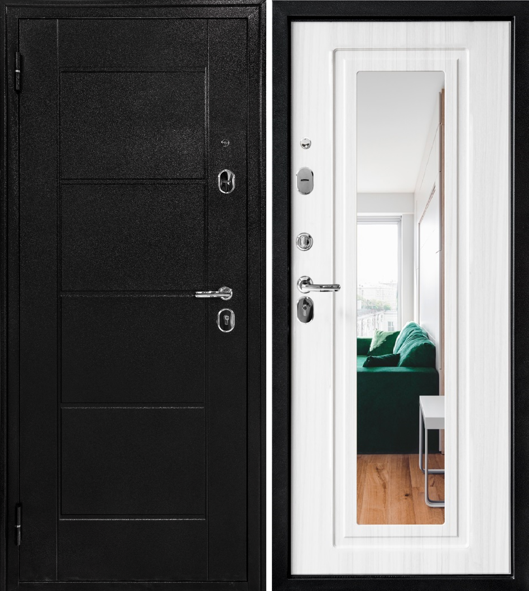 Изображение товара Металлическая дверь Форпост ФП 75 с зеркалом белая 86х205