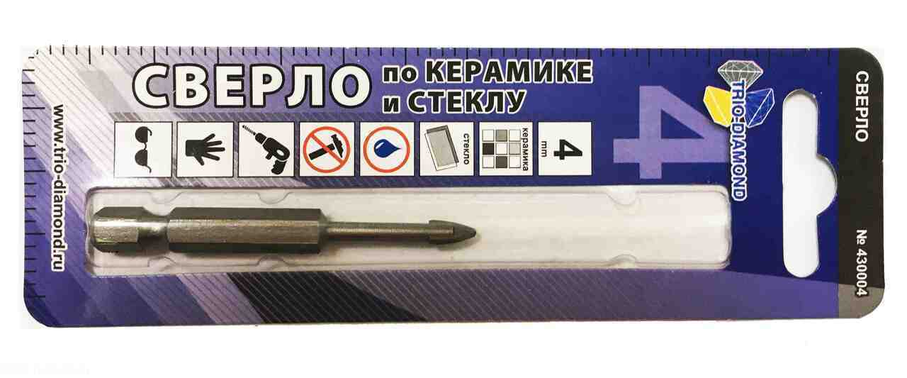 Изображение товара Сверло по керамике и стеклу TRIO-DIAMOND 4 мм 430004