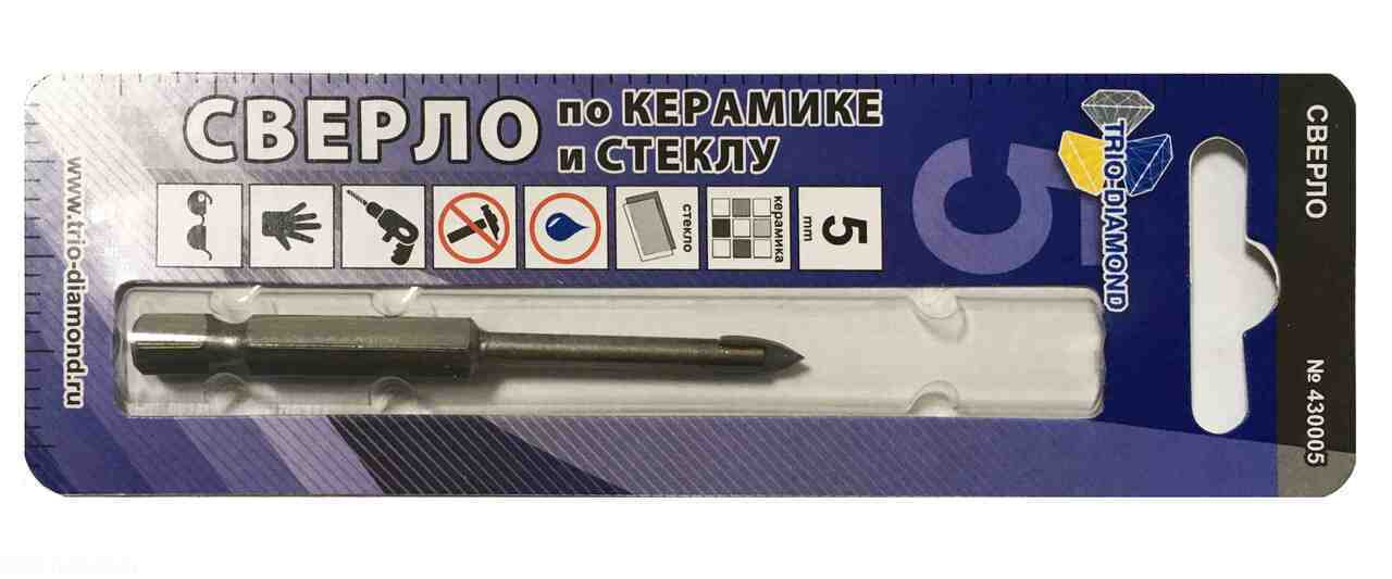 Изображение товара Сверло по керамике и стеклу TRIO-DIAMOND 5 мм 430005