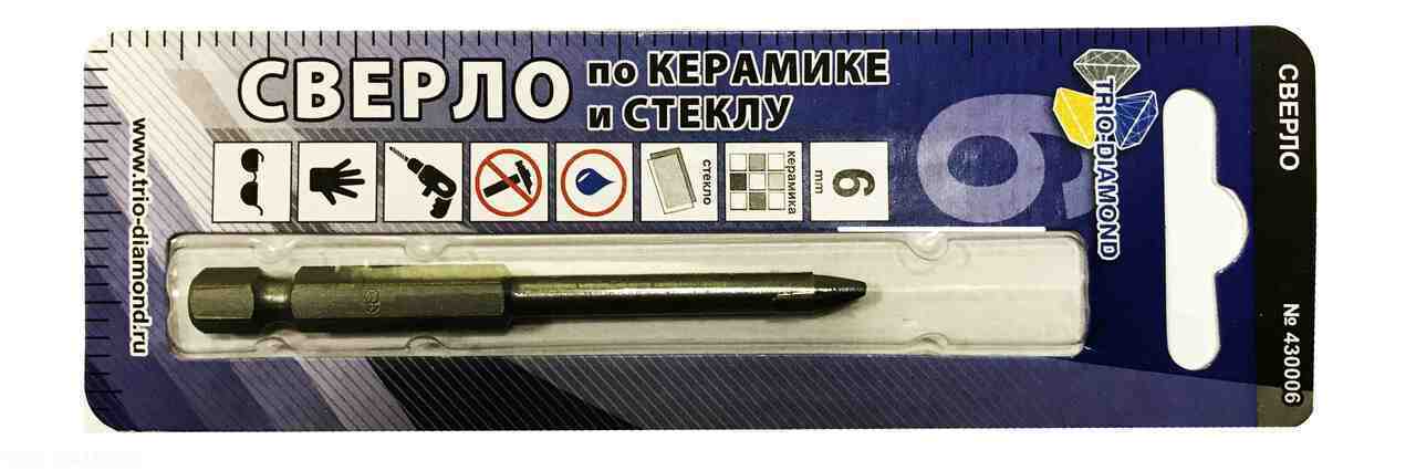 Изображение товара Сверло по керамике и стеклу TRIO-DIAMOND 6 мм 430006