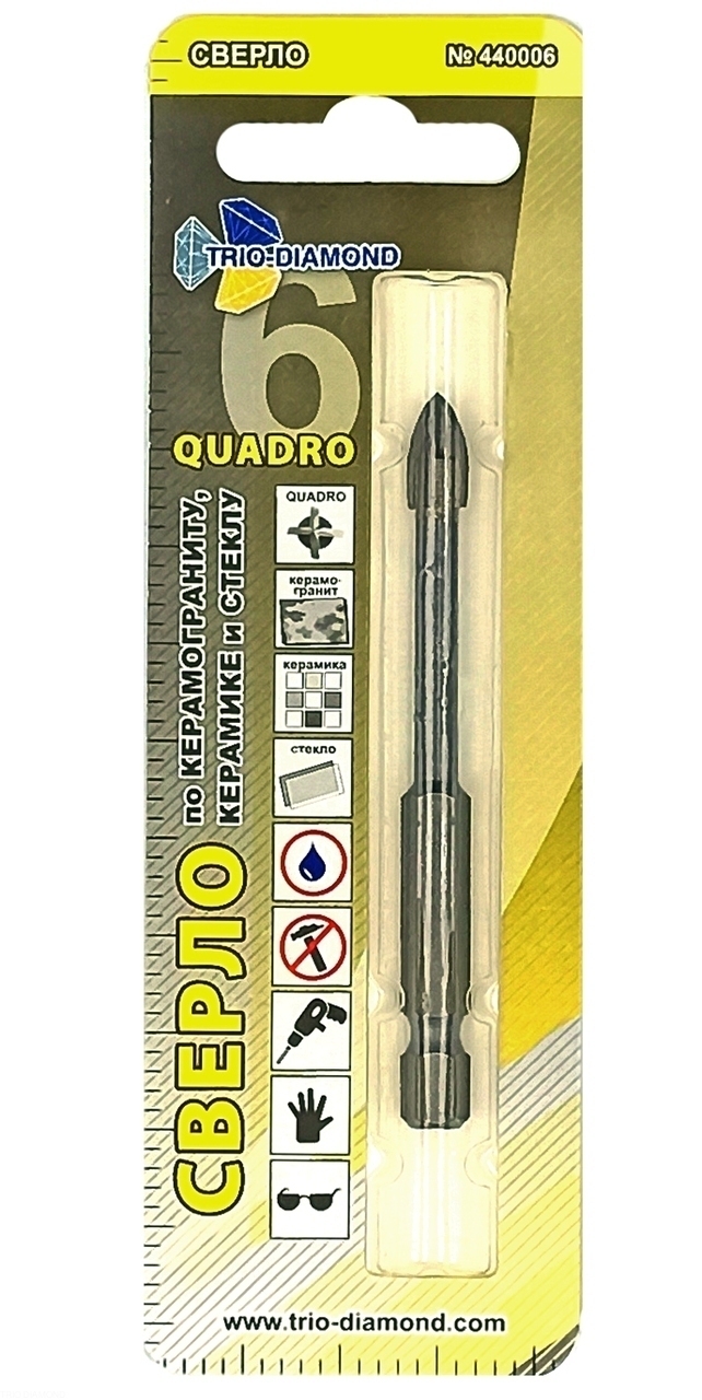 Изображение товара Сверло по керамике и стеклу TRIO-DIAMOND квадро 6 мм 440006